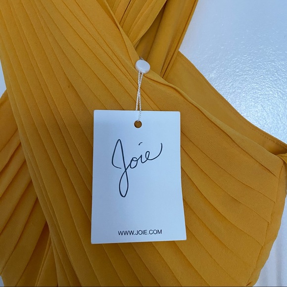JOIE Elenita Pleated Chiffon Maxi Dress Yellow - 0 - Picture 12 of 12